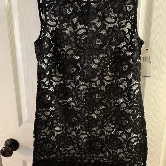 495.00 DKNY GORGEOUS DESIGNER BLACK LABEL OSTRICH FEATHER HEM DRESS - Picture 9 of 9